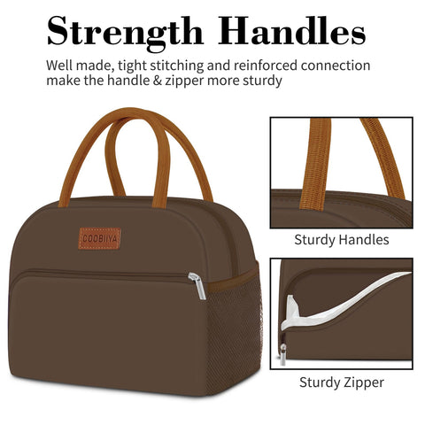 Coobiiya lunch bag sturdy handles with reinforced stitching