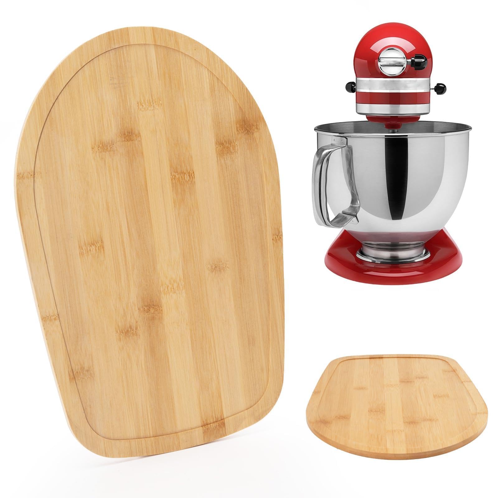 COOBL bamboo slider for KitchenAid tilt-head mixer keeps the counter stable and scratch-free.