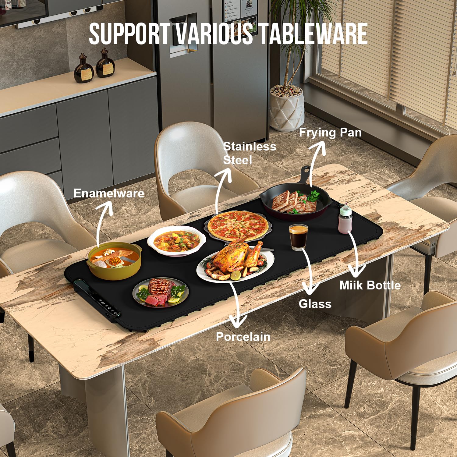 COODAM food warmer tray on buffet setup keeps dishes at the right temperature