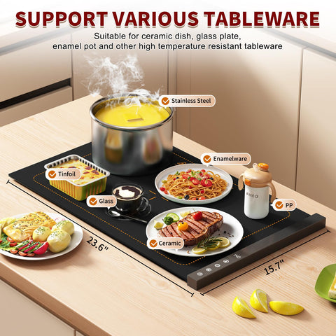 COODAM Warming Mat timer function helps pacing meals and staying on schedule.