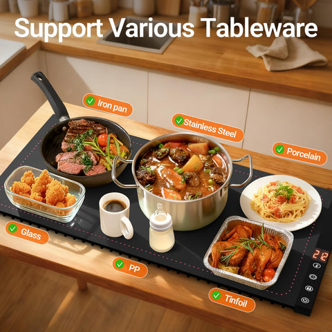 COODAM Warming Mat six-temperature settings for versatile serving