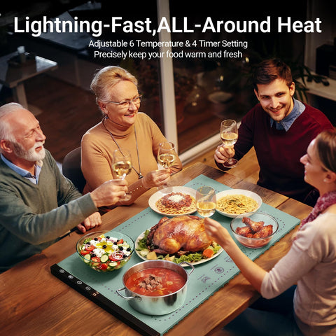 COODAM warming mat ideal for buffet, office lunches, and family dinners