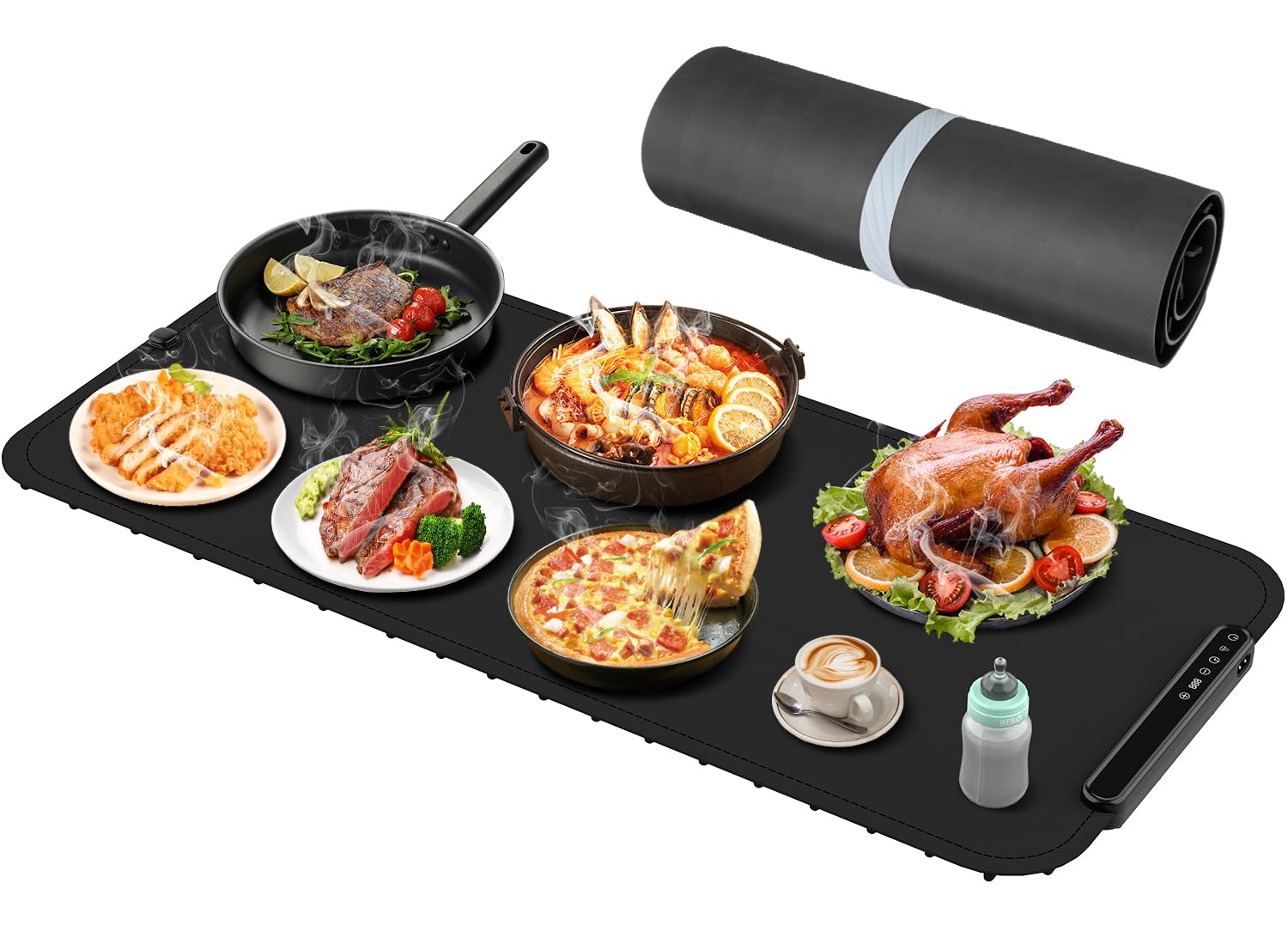 COODAM warming mat for food shows full surface heating for even warming