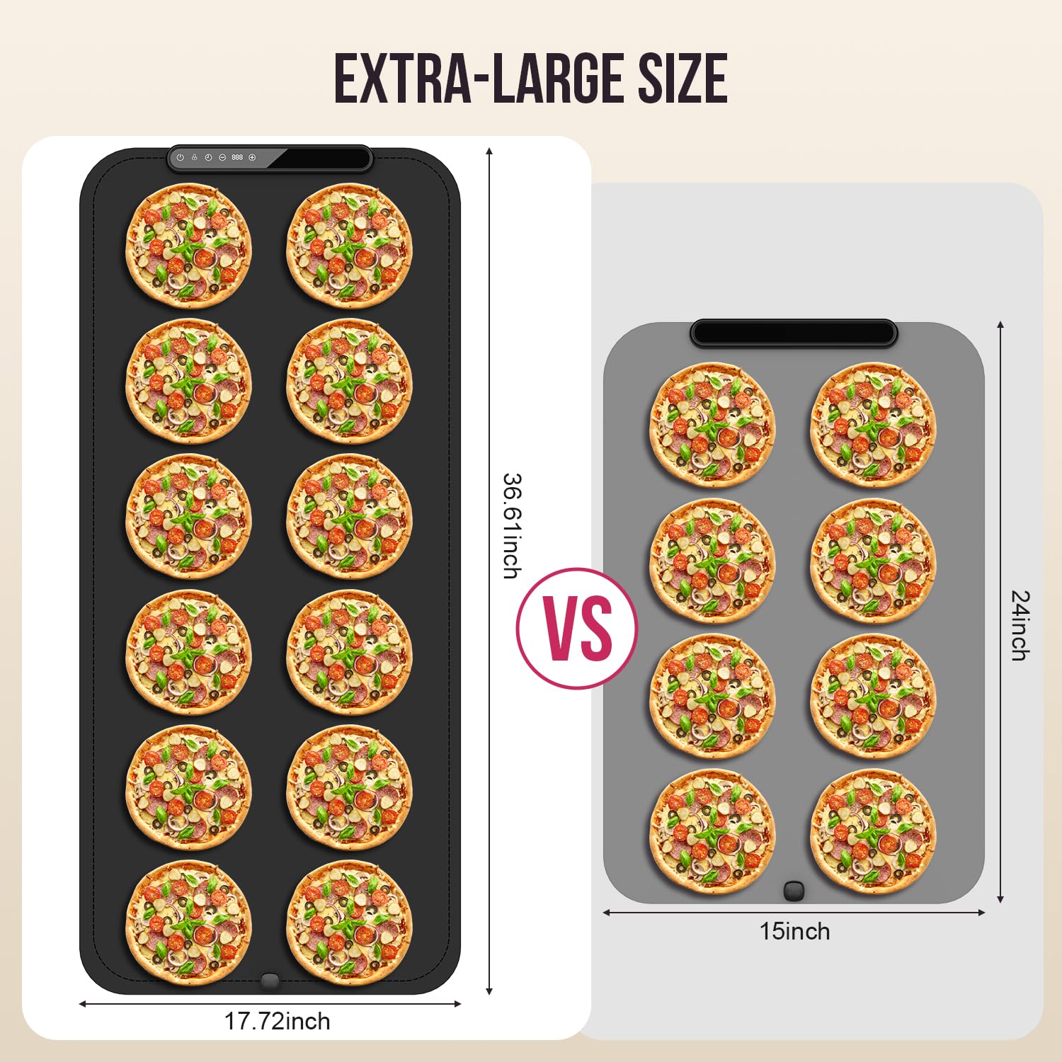 COODAM warming mat food XXL 36x16 highlights generous capacity for multiple dishes