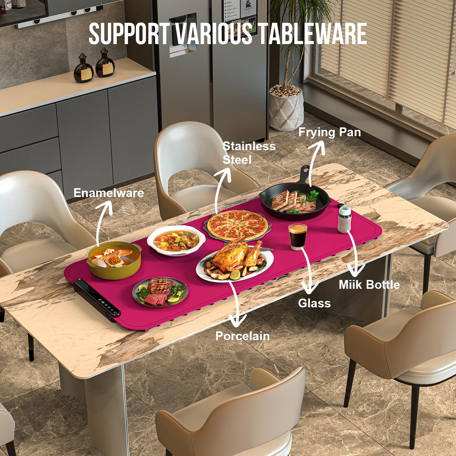 COODAM warming mat in XXL size ready to host multiple dishes