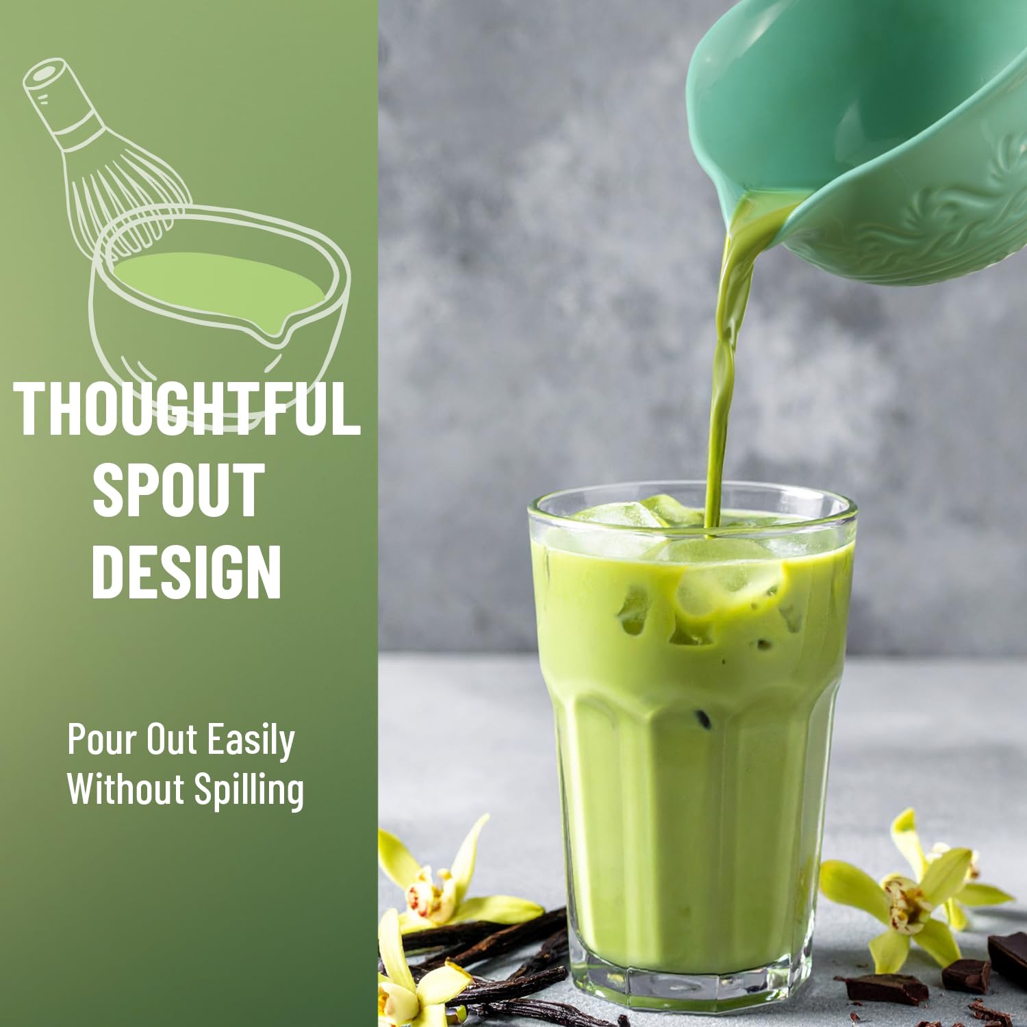 COOIRE matcha scoop-rest maintains cleanliness between preparations.
