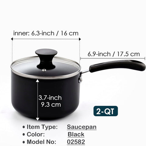 Close-up of Cook N Home 2Qt saucepan handle highlighting a cool, comfy grip