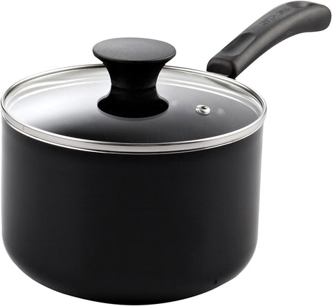 Cook N Home 2Qt nonstick saucepan with lid on showing even heating for sauces
