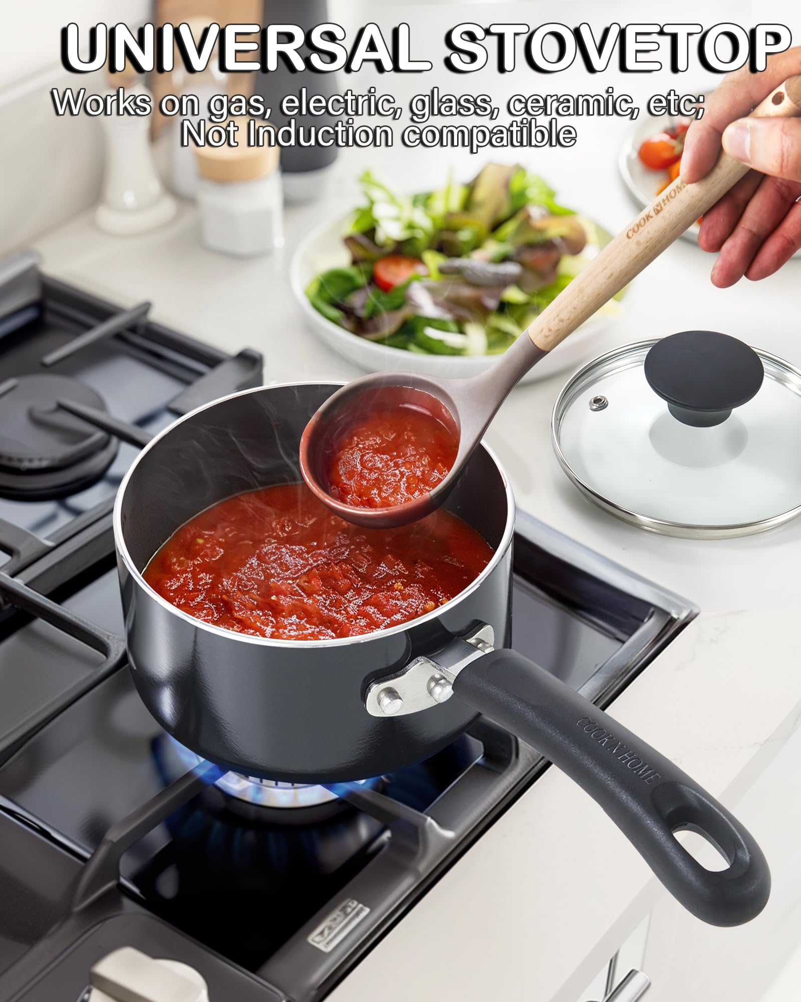 Cook N Home 2Qt saucepan simmering on stove
