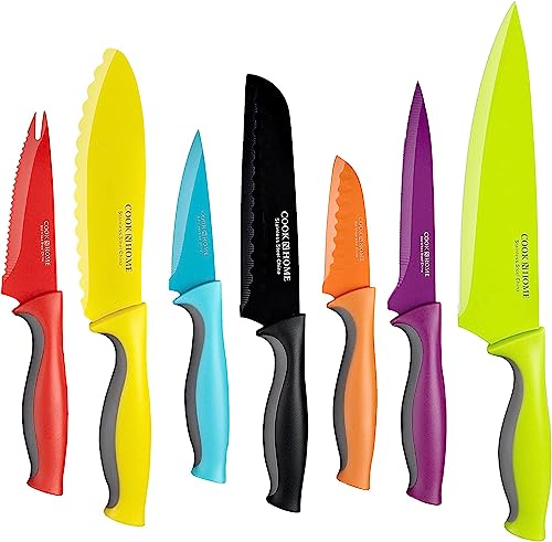 Cook N Home 8-inch chef knife with bright coating for easy food release