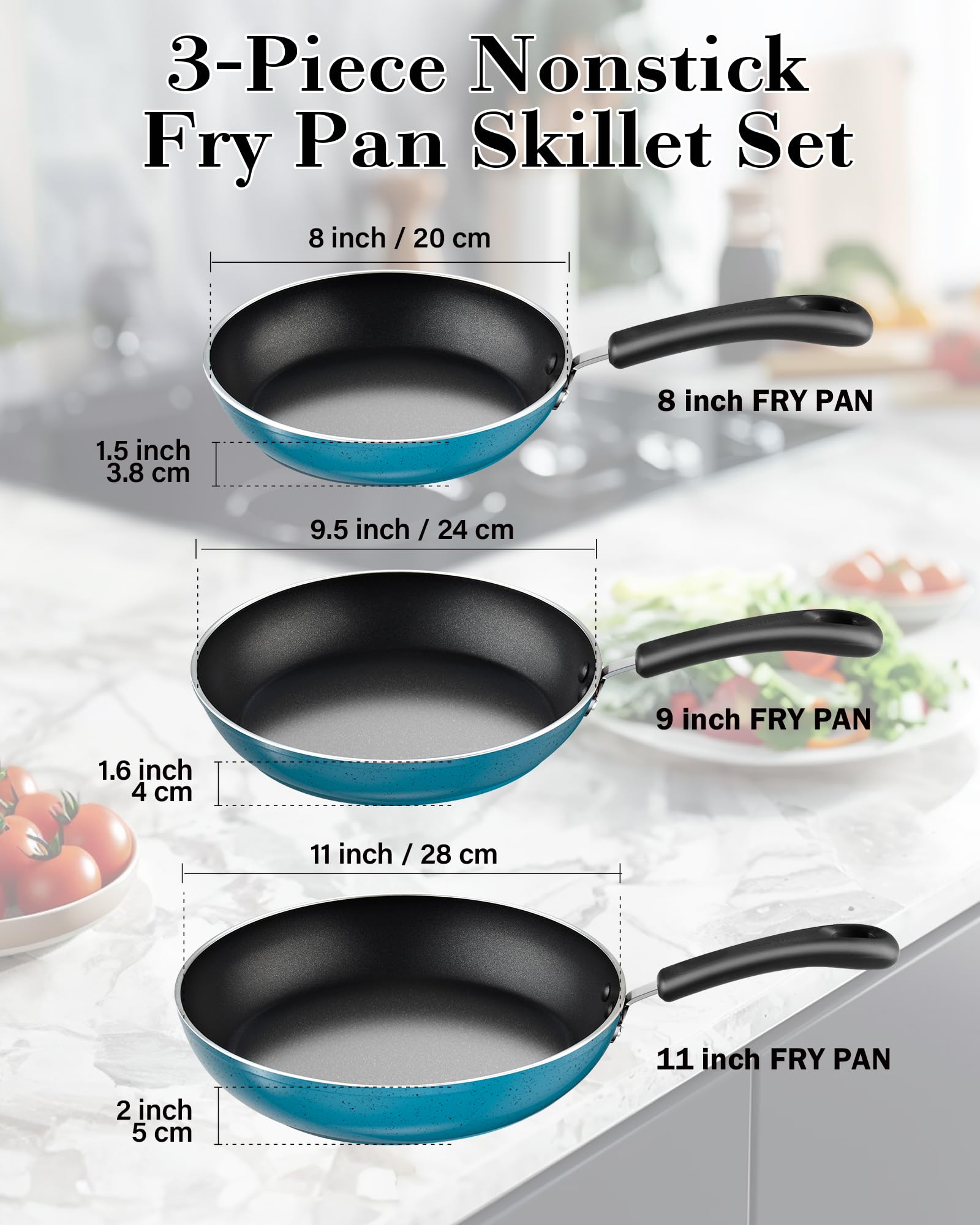Cook N Home 9-5-inch turquoise nonstick fry pan for even cooking