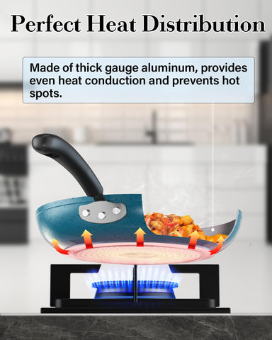 Cook N Home induction-compatible turquoise nonstick fry pan for versatile stovetops