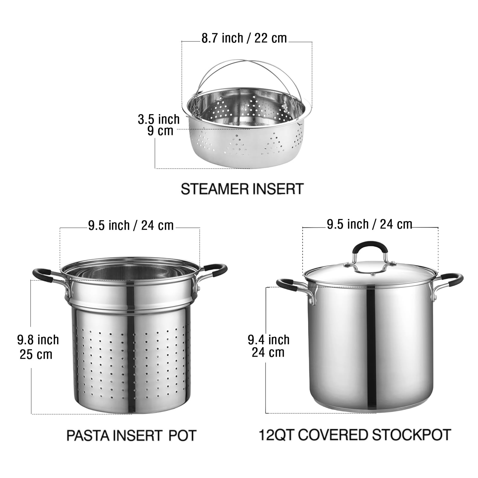 Cook N Home stainless steel base with aluminum disc for even heat distribution.