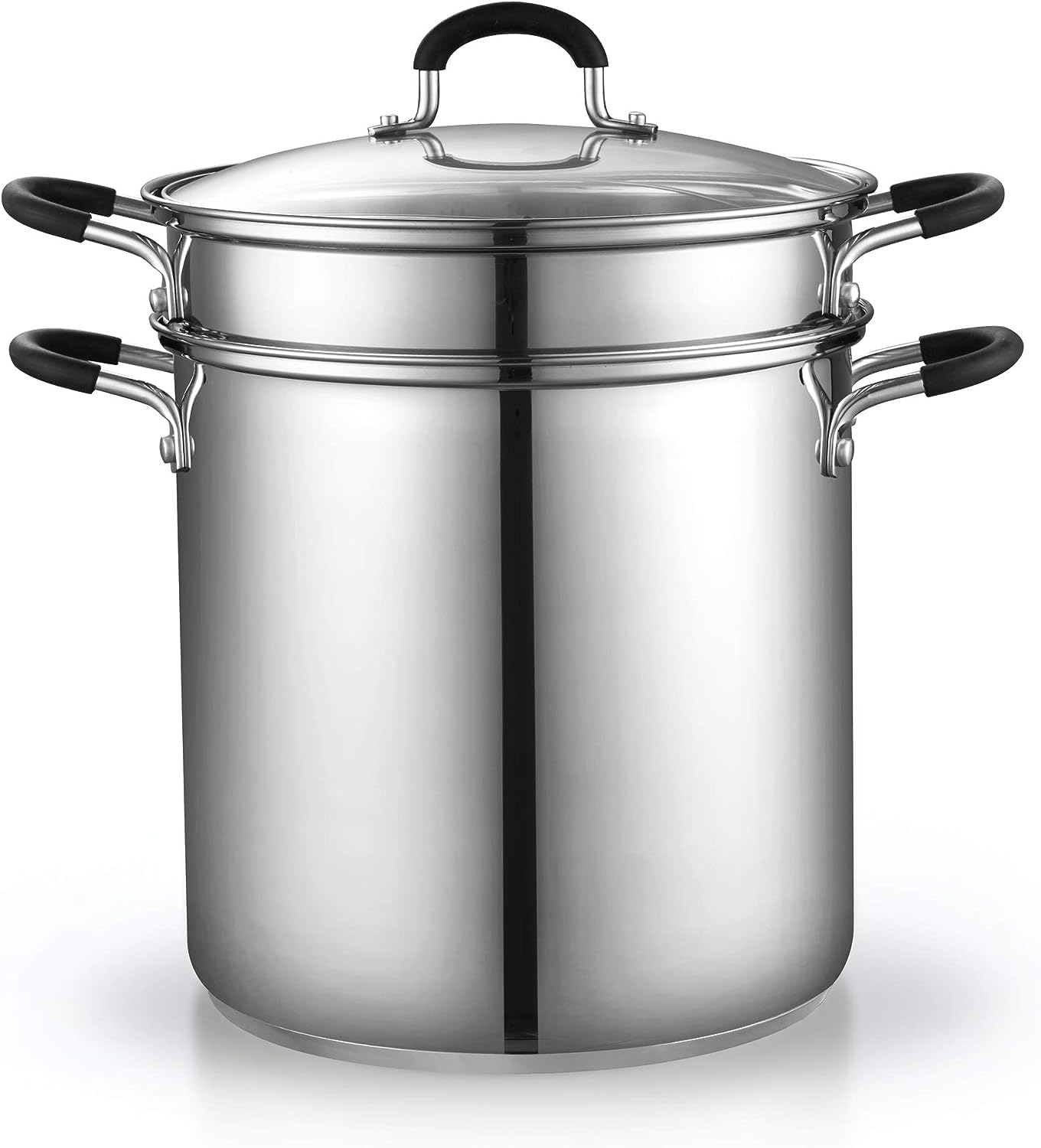 Cook N Home tempered glass lid with steam vent to monitor cooking.
