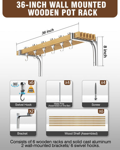 36-inch pine tracks of the Cooks Standard rack organize cookware efficiently