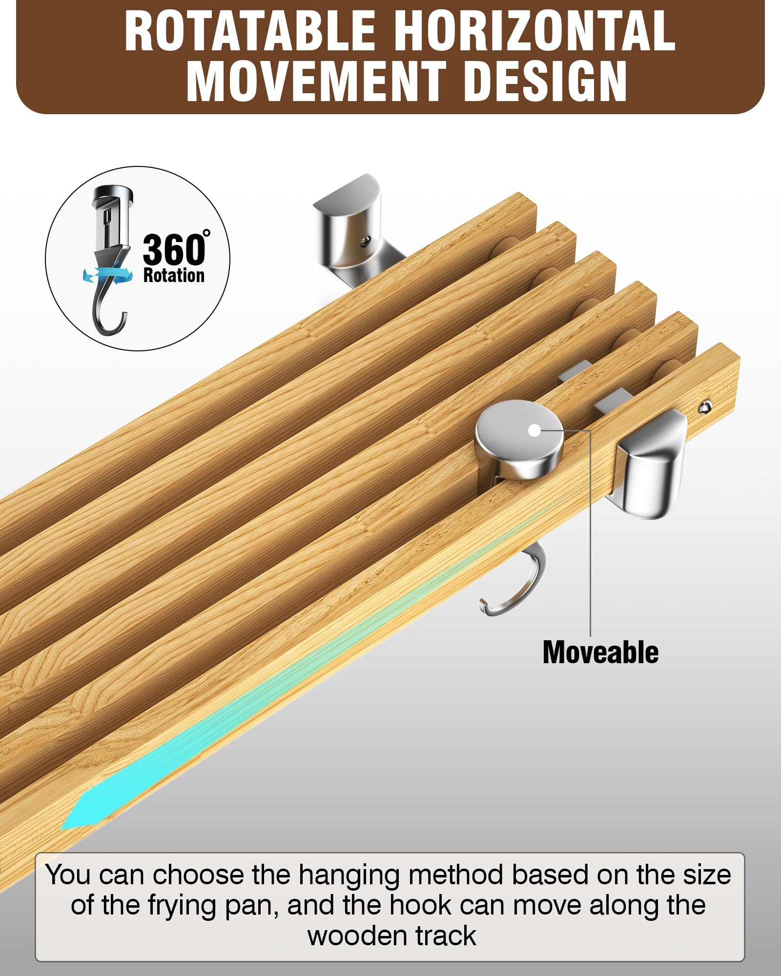 Smooth natural wood track is easy to wipe clean and maintain