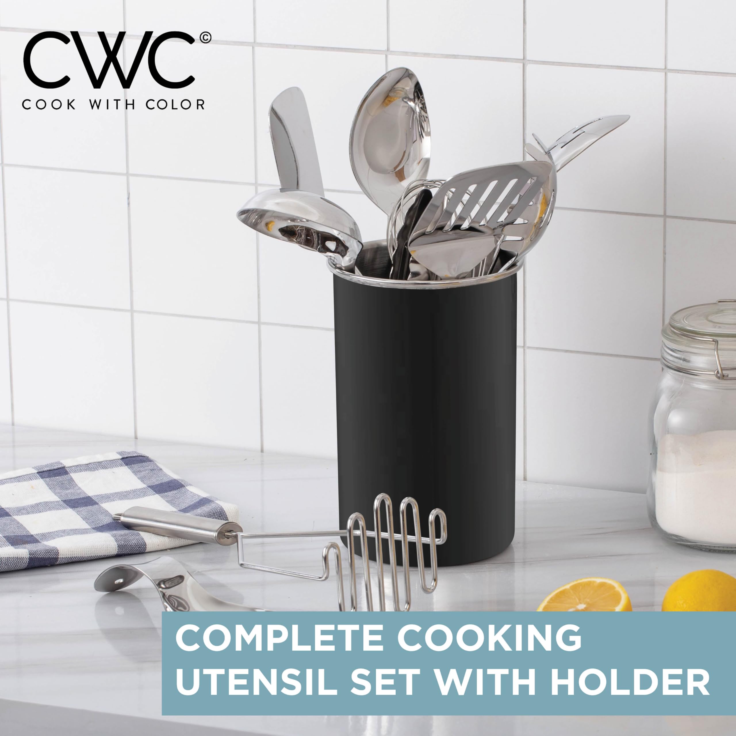 COOK WITH COLOR 10-piece utensil set spaghetti server ideal for pasta handling.
