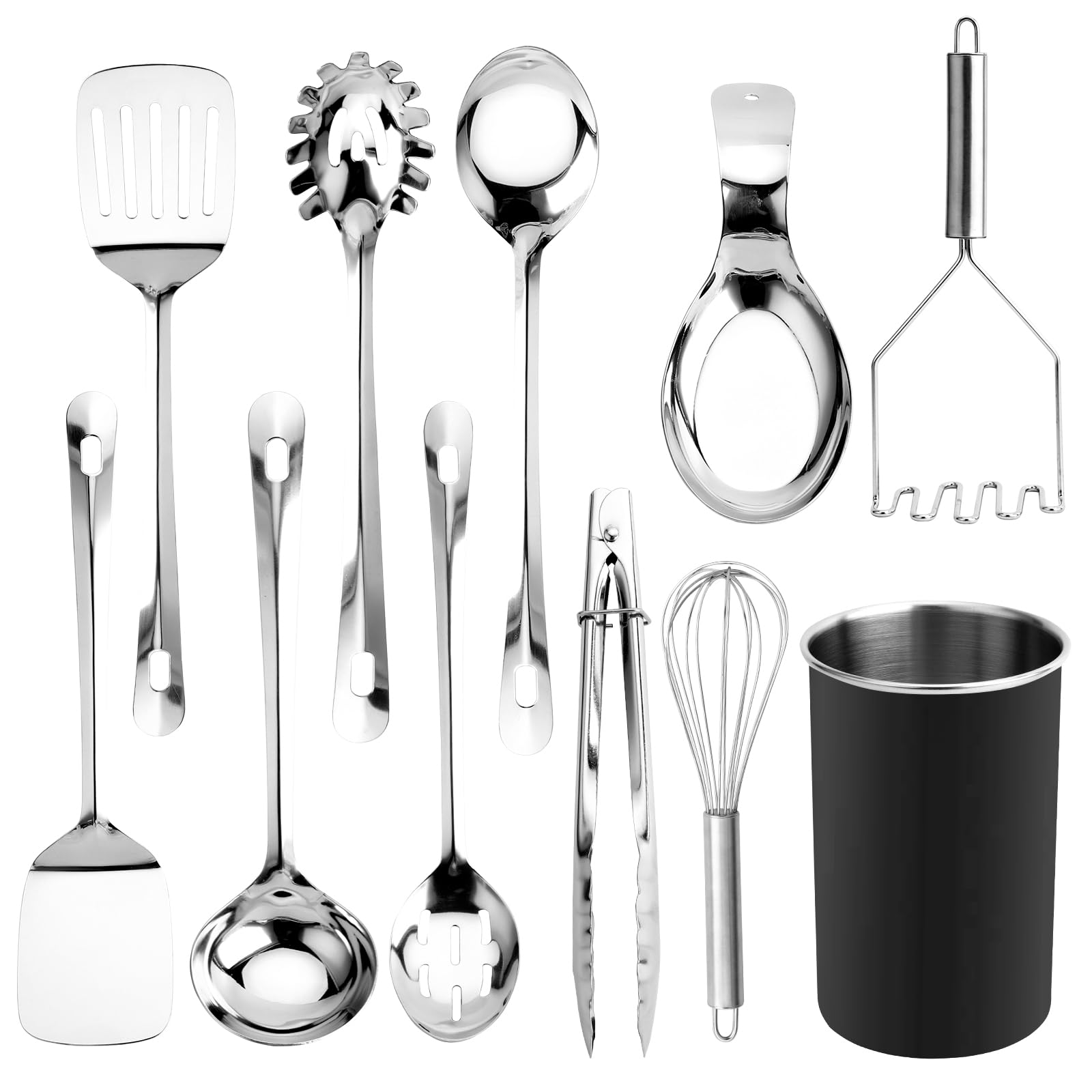 COOK WITH COLOR 10-piece utensil set spatula for smooth flipping on nonstick pans.