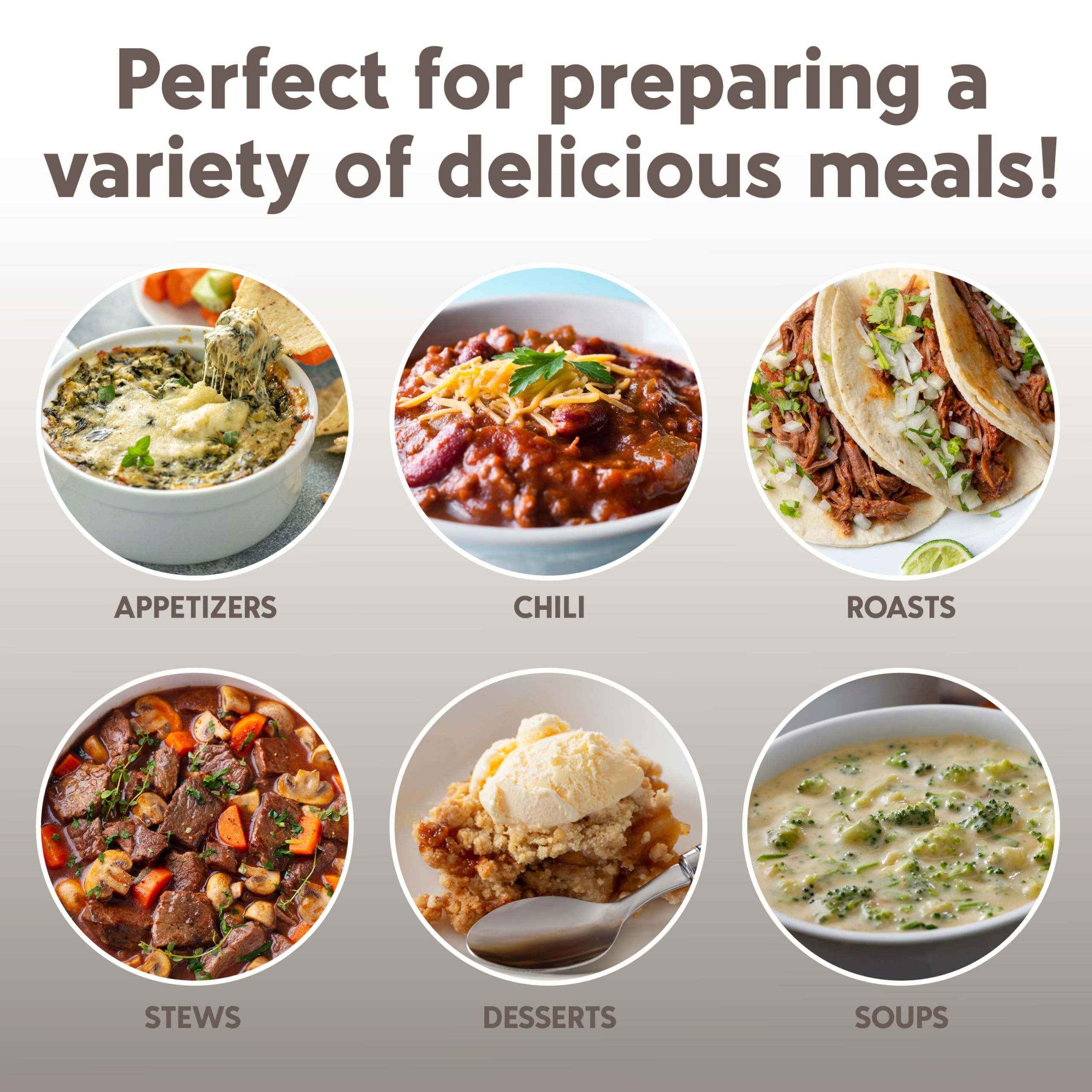 COOK WITH COLOR 2QT energy-efficient 120V 110W operation for everyday use.