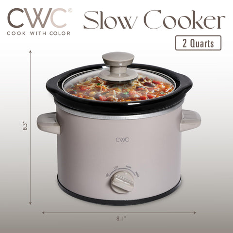 COOK WITH COLOR 2QT removable stoneware dishwasher-safe for easy cleanup.