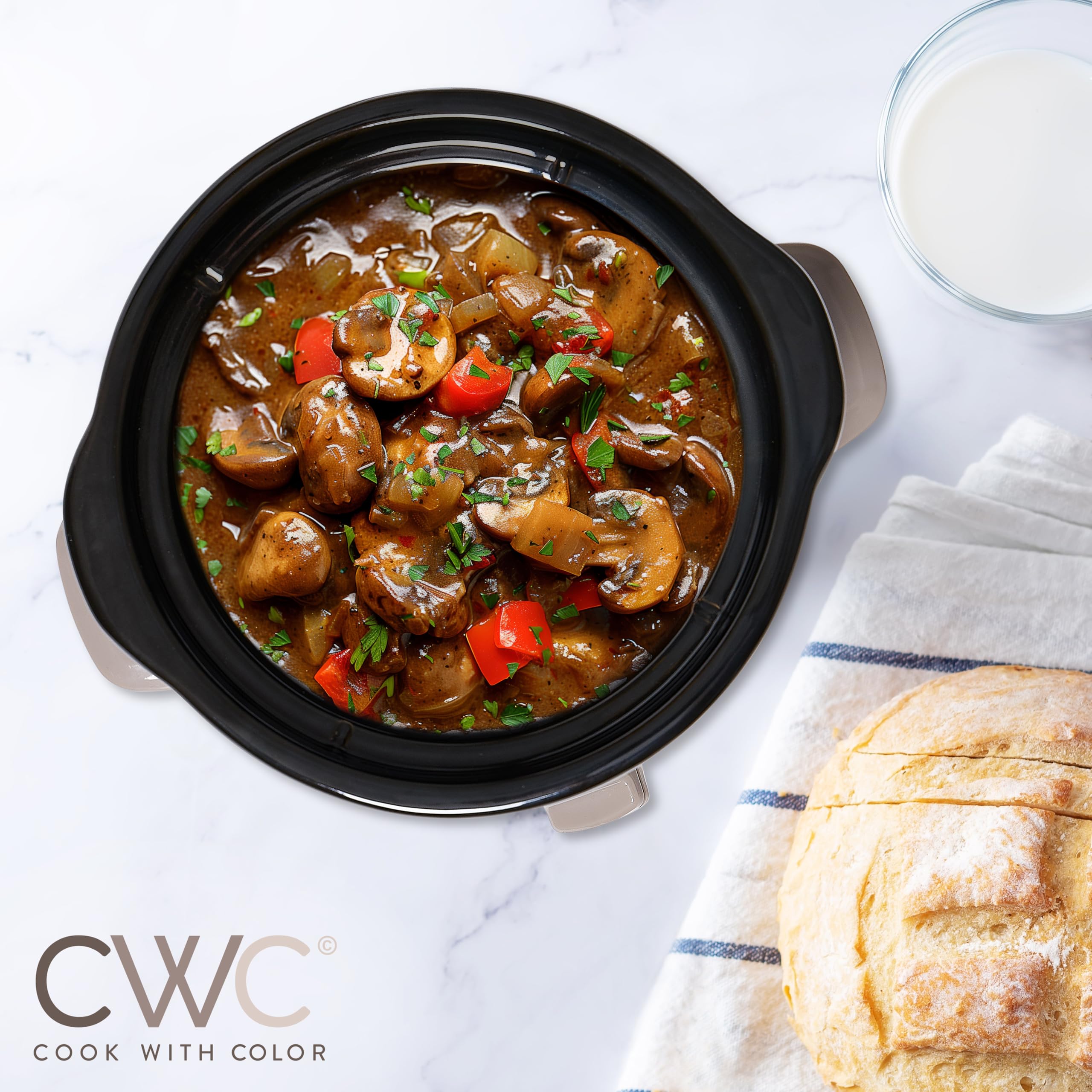 COOK WITH COLOR 2QT tempered glass lid cool-touch handle for safe monitoring.