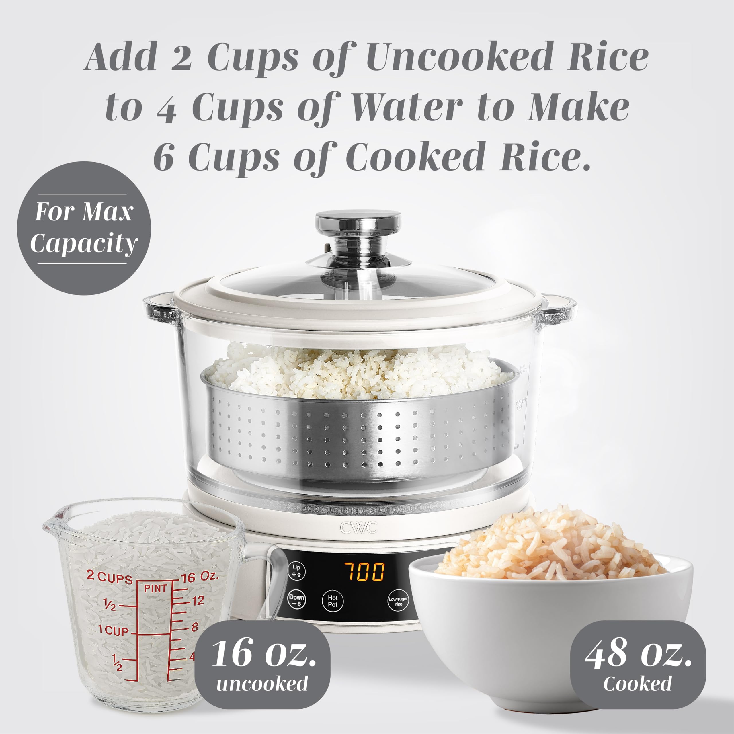 COOK WITH COLOR 3L durable borosilicate glass bowl transparency