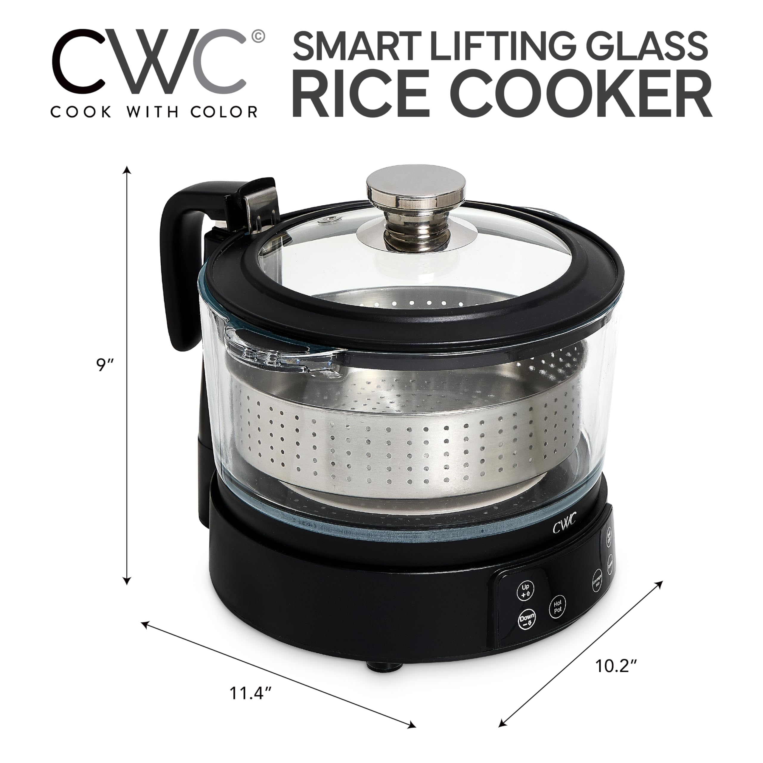 COOK WITH COLOR two-step boil and steam process for fluffier, lower-carb rice.