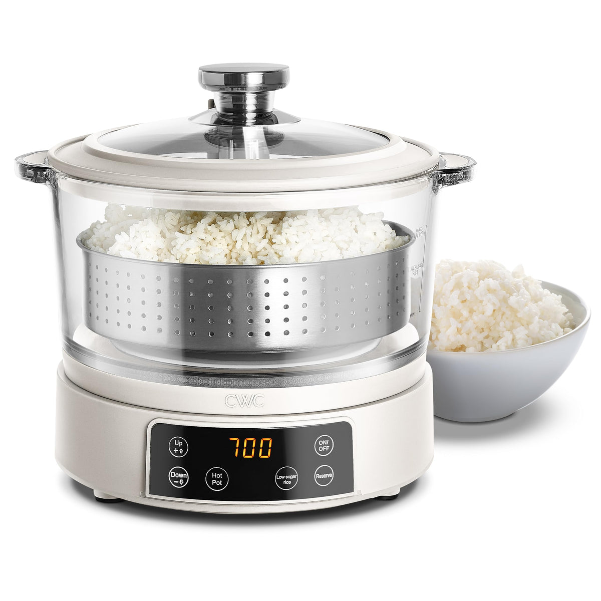 COOK WITH COLOR 3L rice cooker steaming rice with glass lid