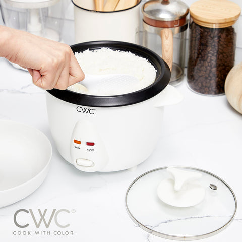 COOK WITH COLOR 6-Cup Rice Cooker compact design fits small kitchens