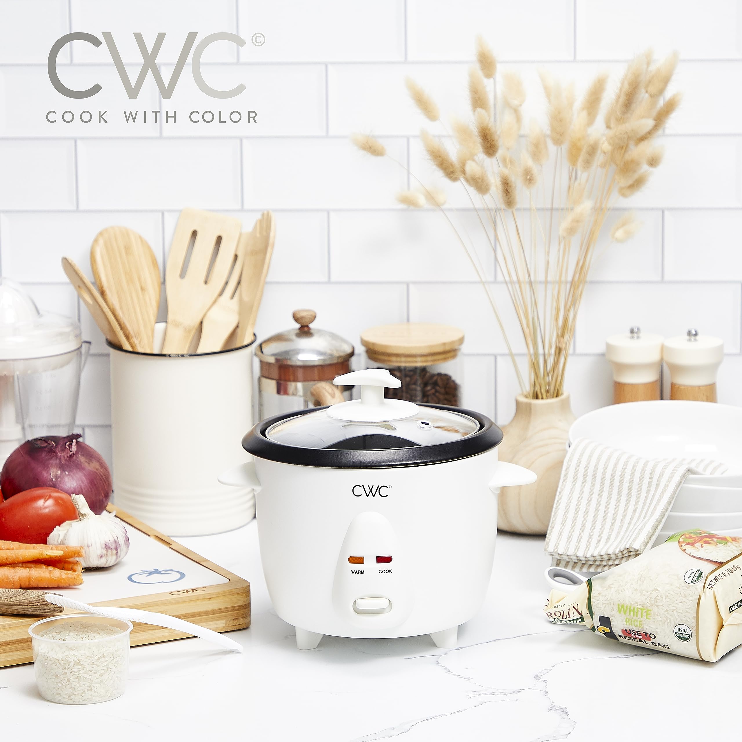 COOK WITH COLOR 6-Cup Rice Cooker cooked rice ready to serve
