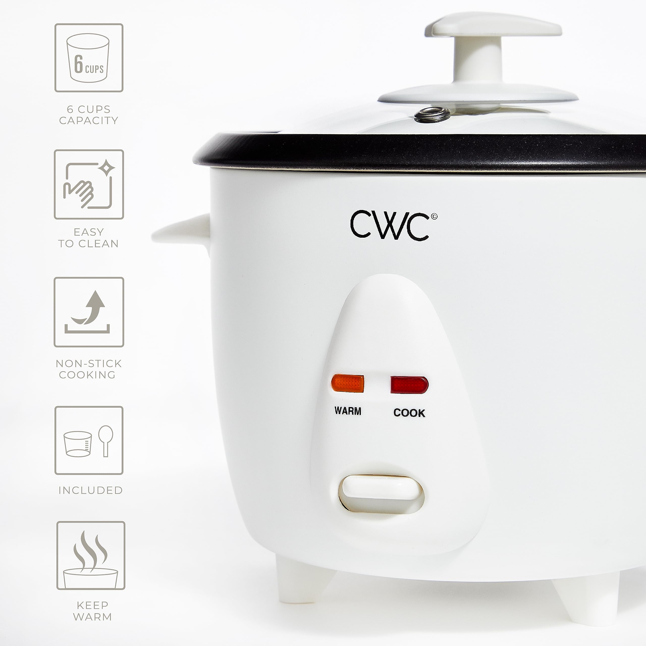 COOK WITH COLOR 6-Cup Rice Cooker front control panel for simple settings