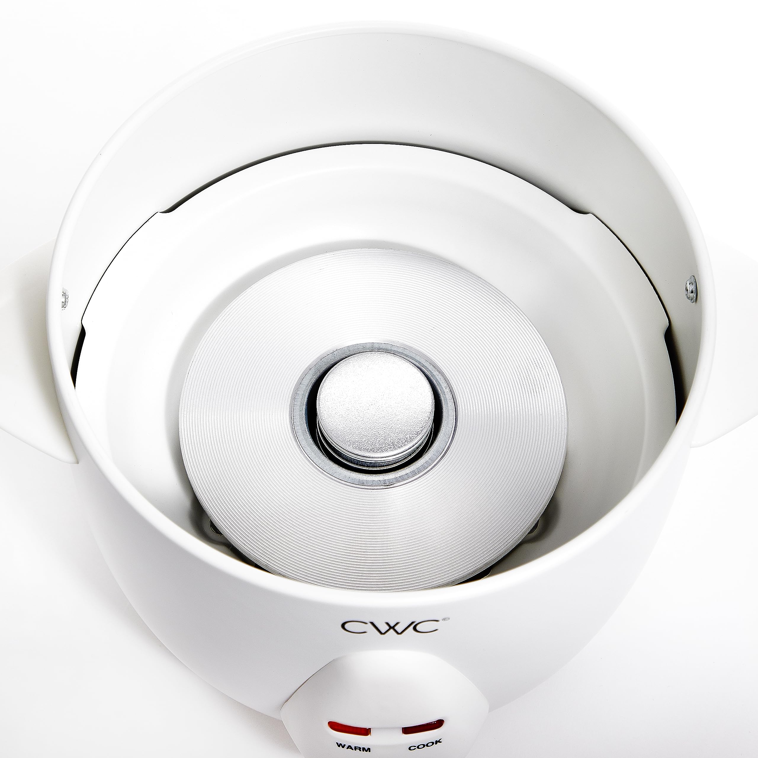 COOK WITH COLOR 6-Cup Rice Cooker steaming rice and ready-to-serve bowls