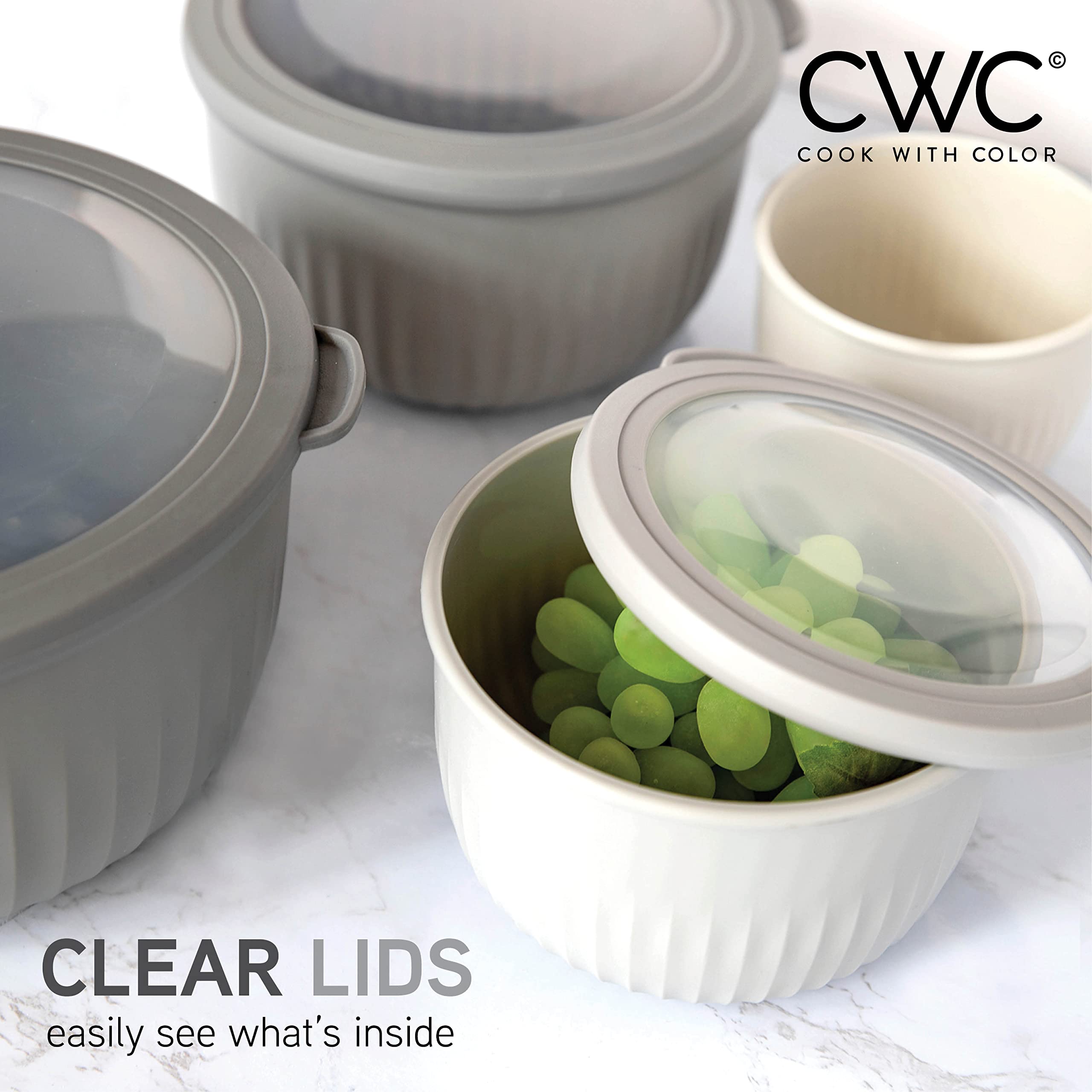 Gray COOK WITH COLOR 8-piece set with lids for versatile meal prep.