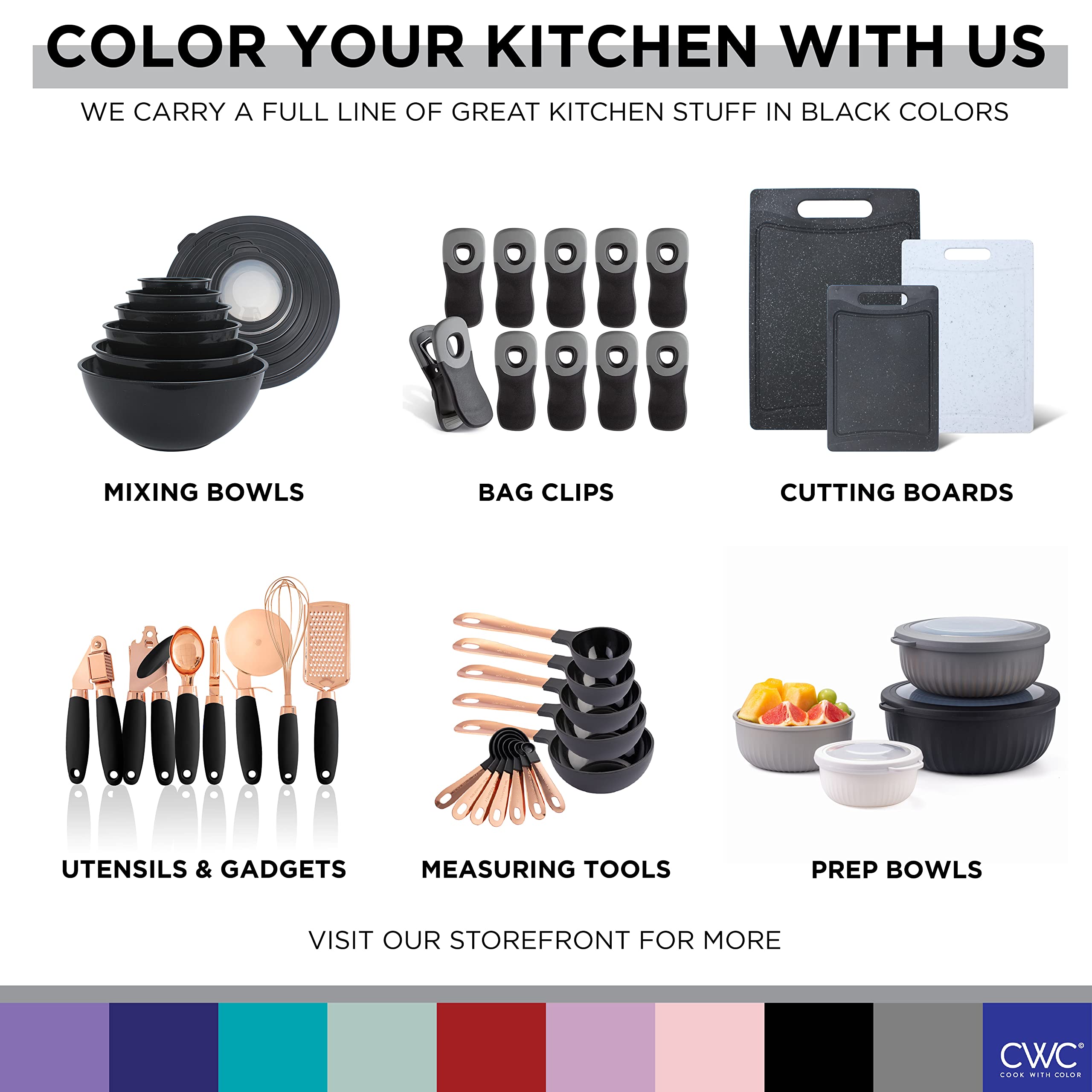 Cook With Color durable spring mechanism clips for long-lasting pantry organization.