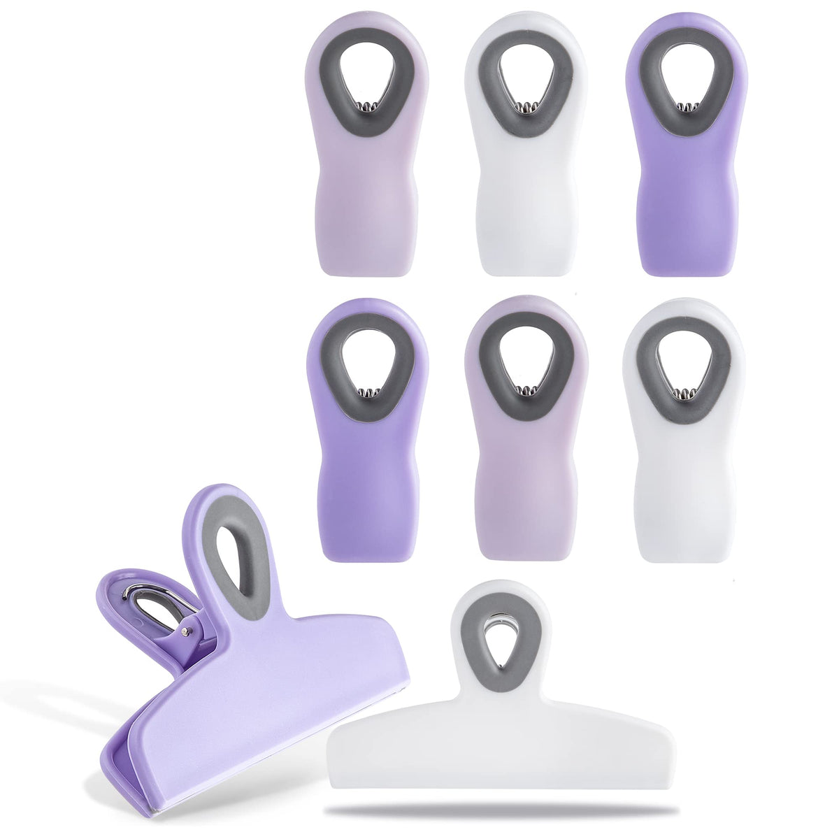 Cook With Color Lavender bag clips front view for durable, organized pantry storage