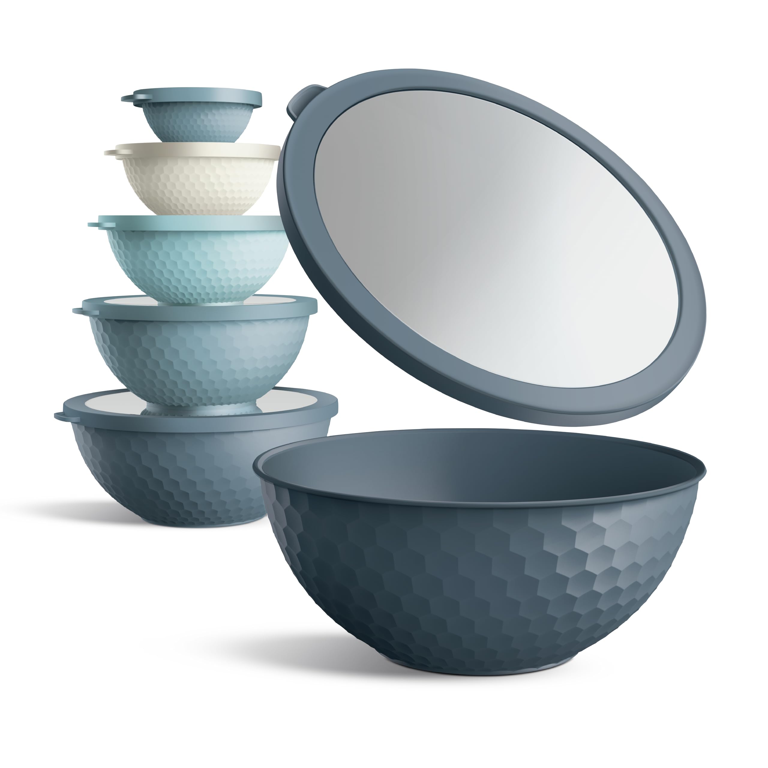 COOK WITH COLOR blue prep bowls set, six pieces for organized meals.