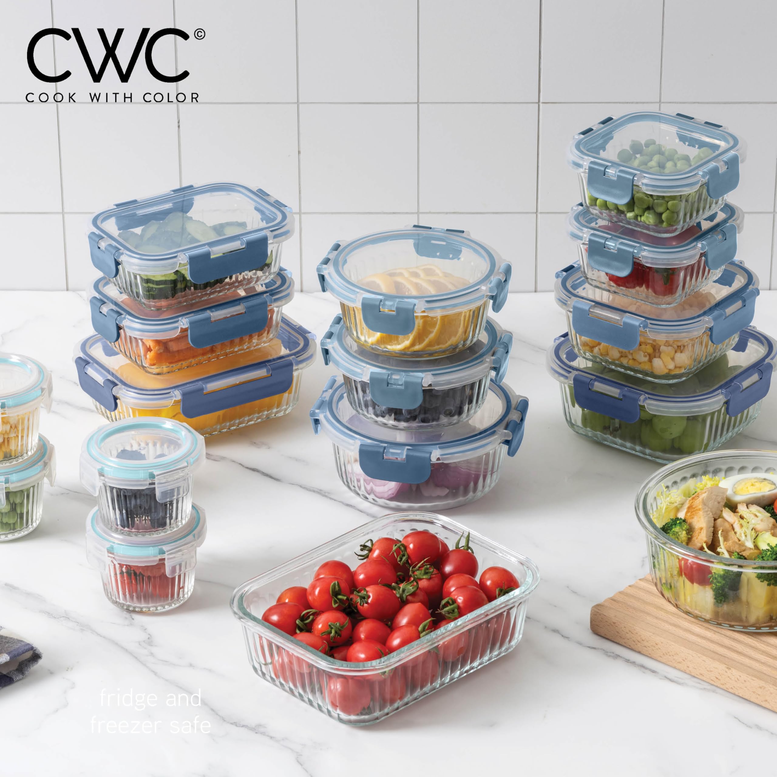 COOK WITH COLOR borosilicate glass withstands temperature shifts for reheating.