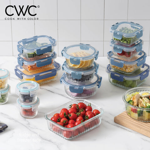 COOK WITH COLOR borosilicate glass withstands temperature shifts for reheating.