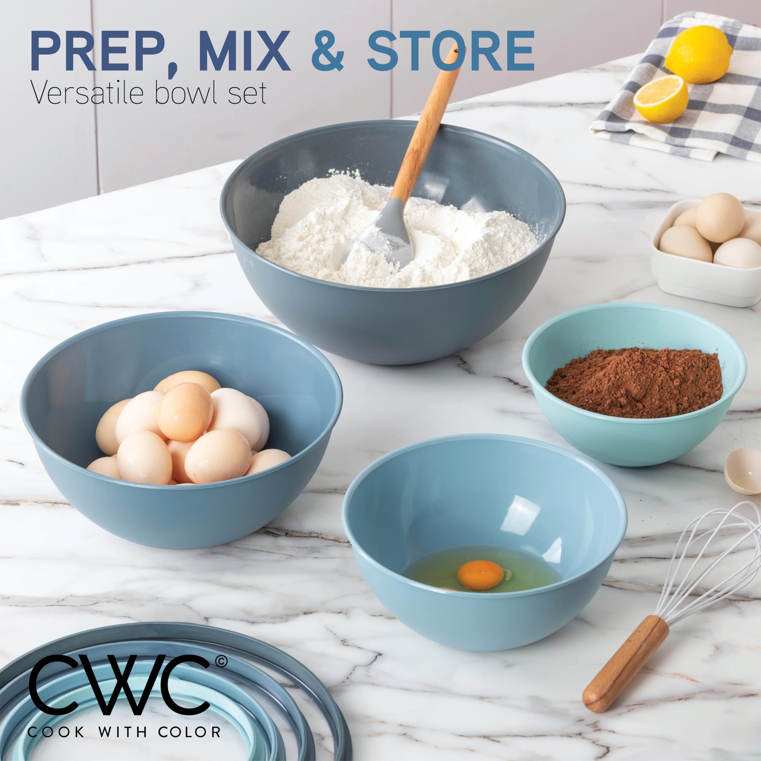 COOK WITH COLOR bowls with pour spouts and handles for easy measuring and serving