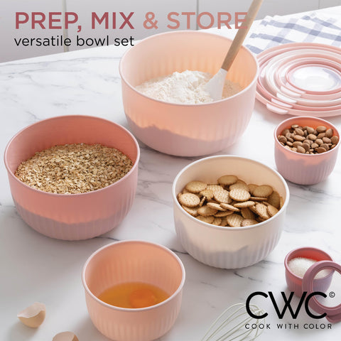 COOK WITH COLOR BPA-free prep bowls with lids are dishwasher safe for easy cleanup.