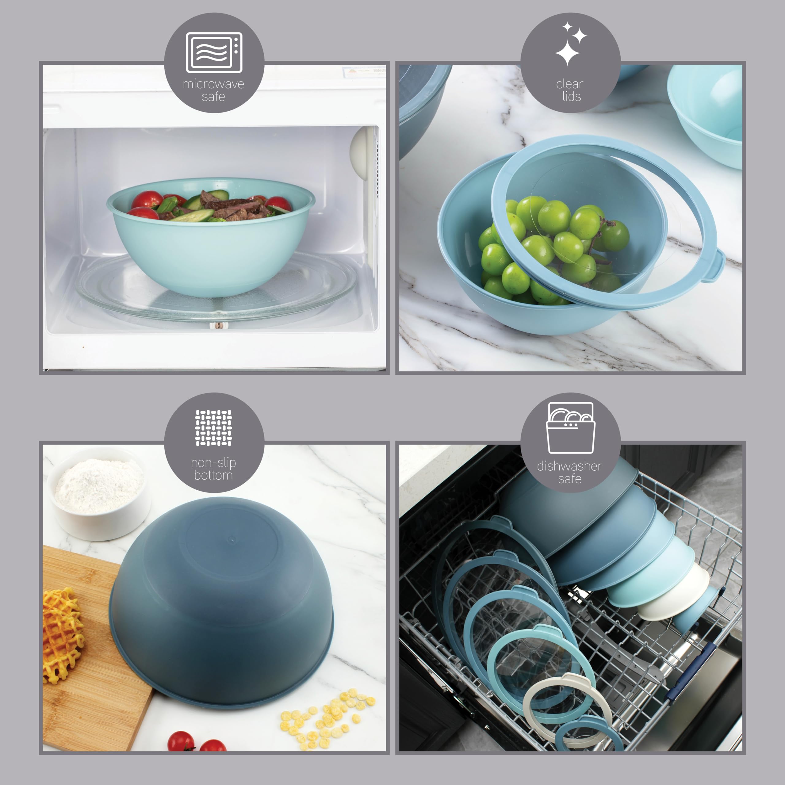 COOK WITH COLOR BPA-free plastic bowls offer safe food contact and durable performance