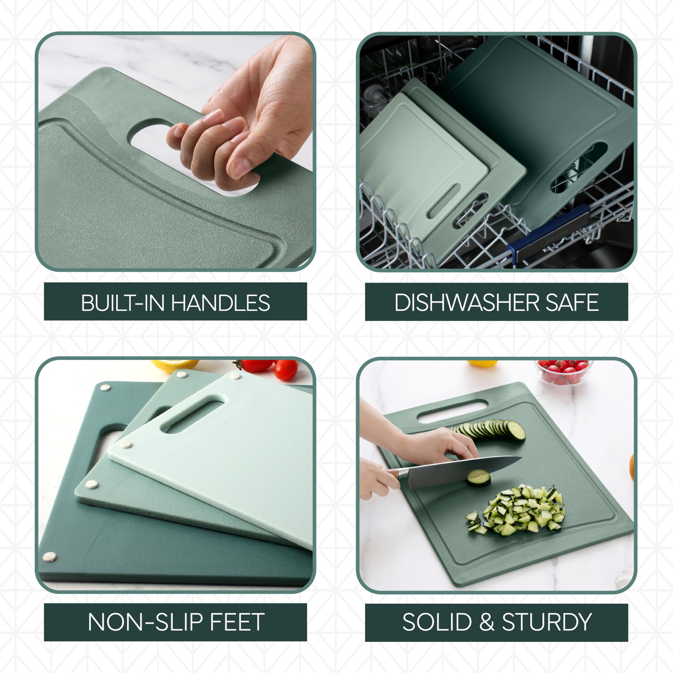COOK WITH COLOR mint cutting board with easy grip handle for moving