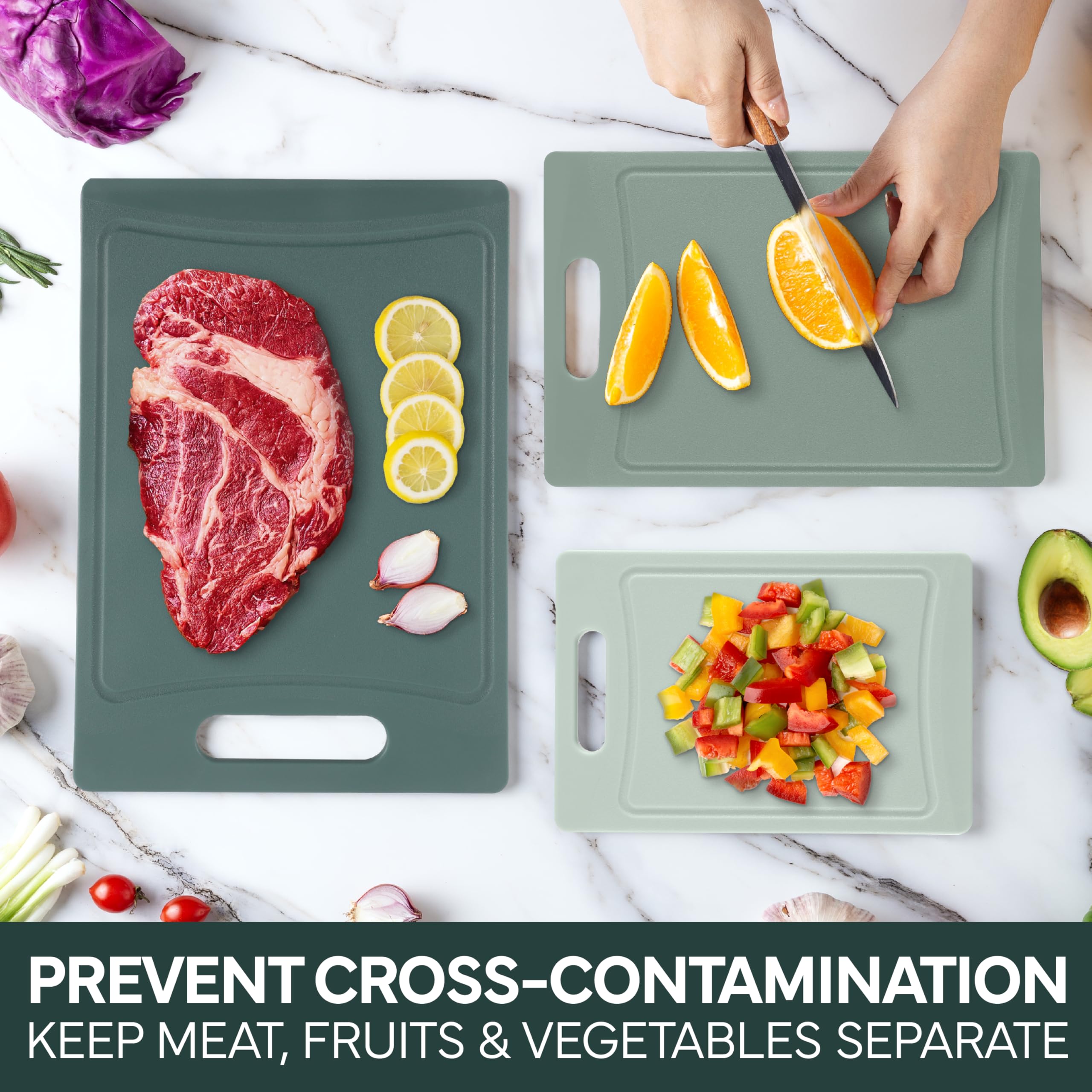 COOK WITH COLOR mint board surface protects knives during chopping