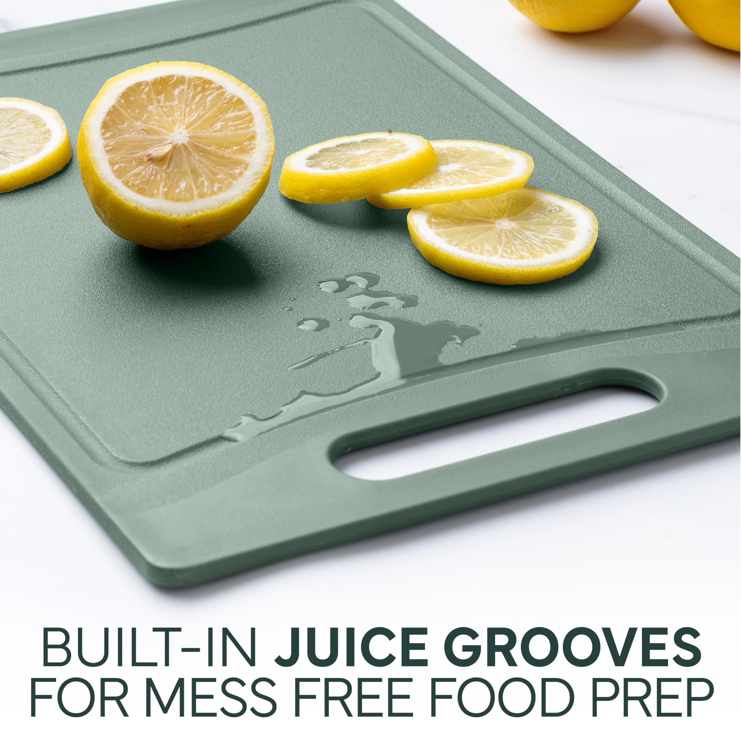 COOK WITH COLOR mint cutting board with rubber feet for stable prep