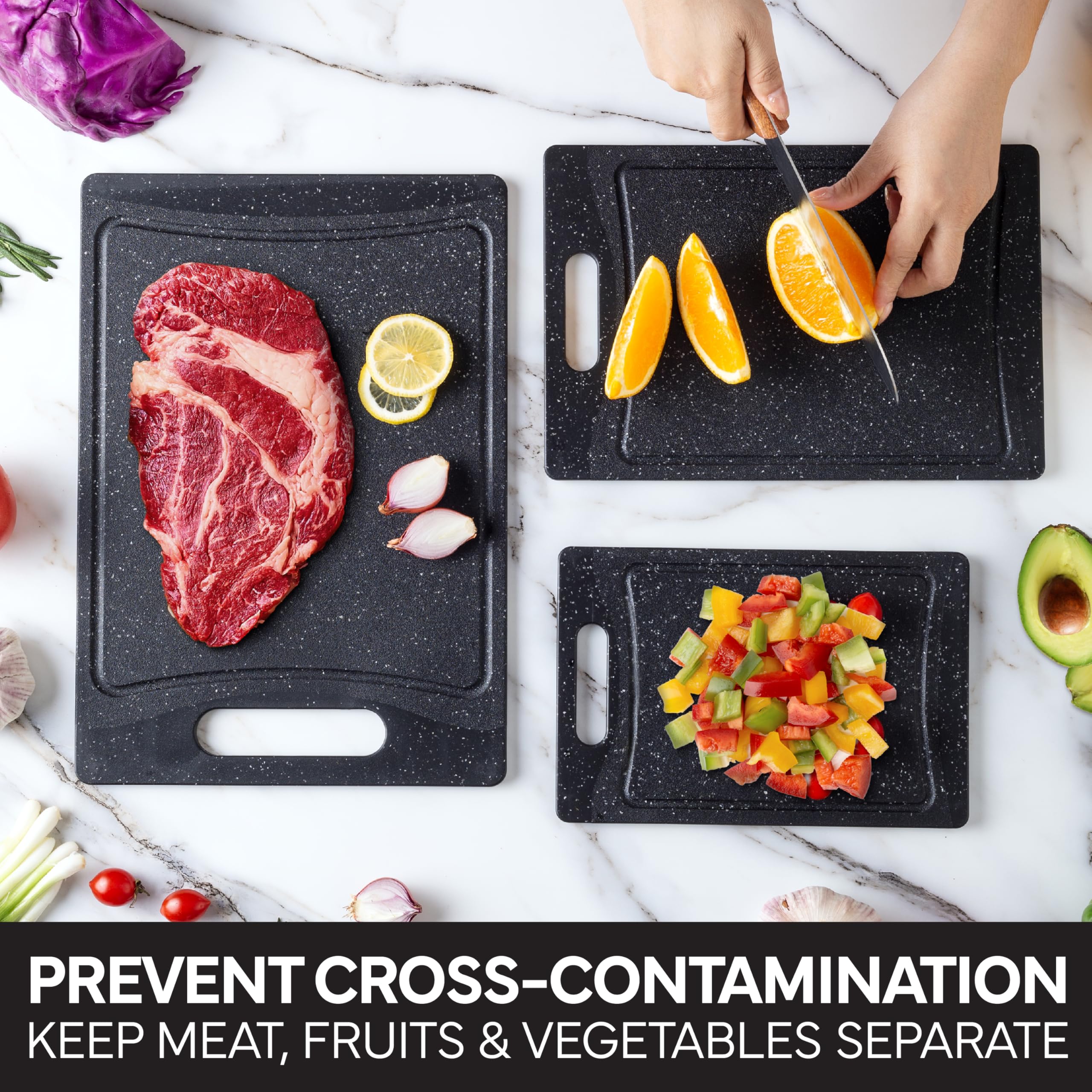 Cook with Color set shown hanging for neat storage in the kitchen.