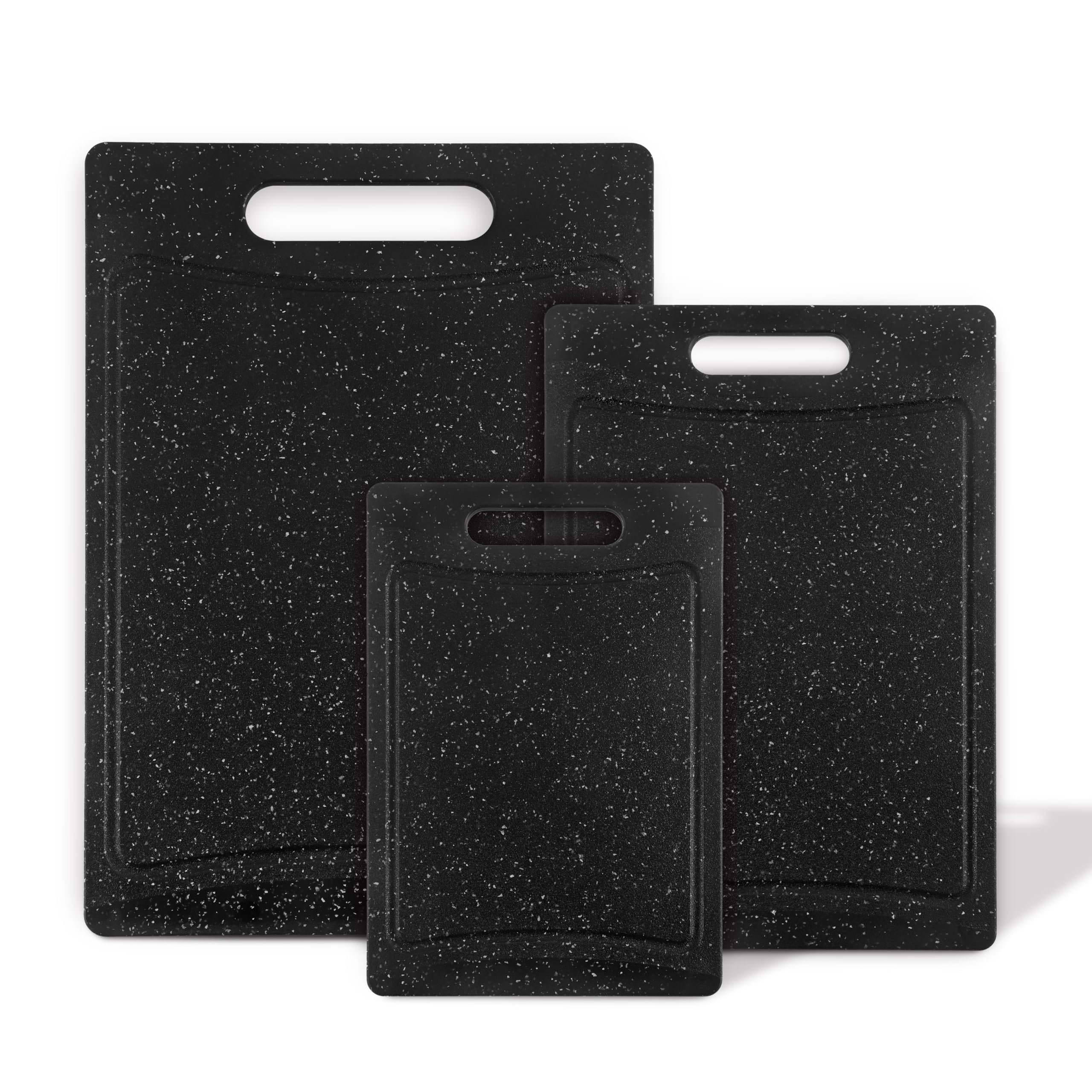 Cook with Color speckled surface helps protect knife edges during slicing.