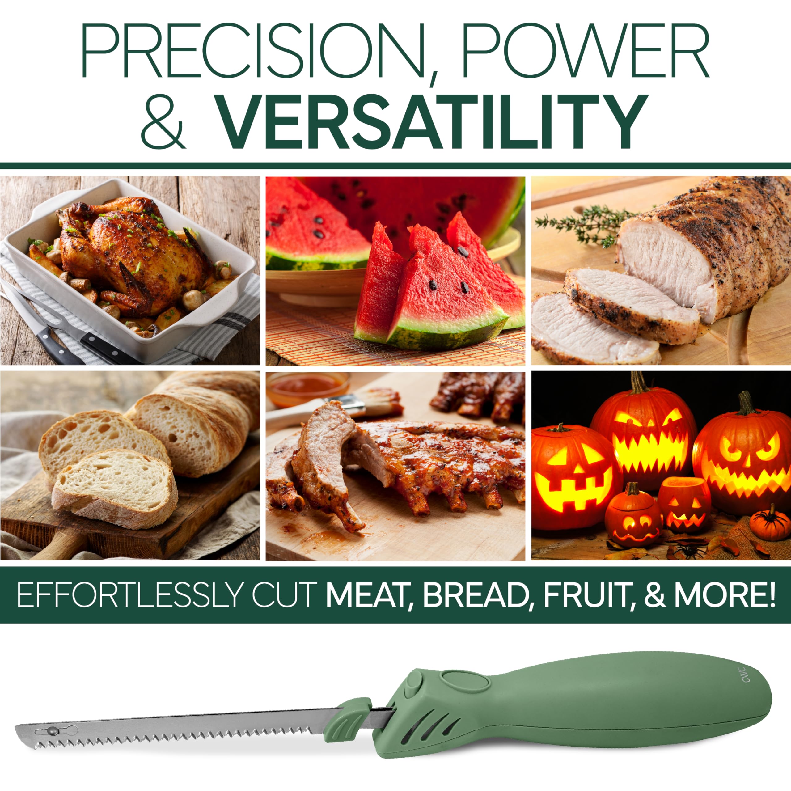 COOK WITH COLOR Electric Knife ergonomic handle designed for comfortable use.