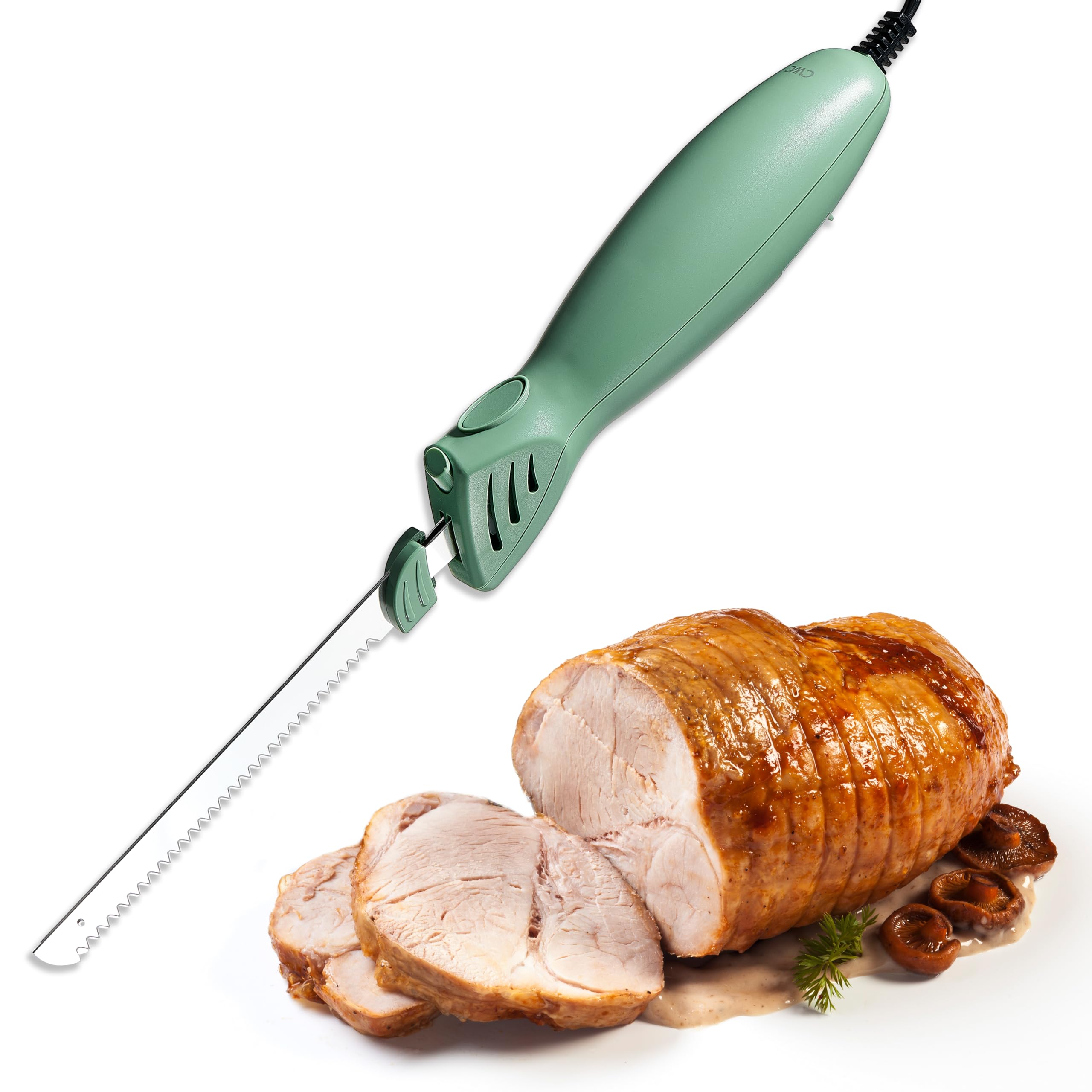 COOK WITH COLOR Electric Knife front view, compact kitchen staple for quick slicing.