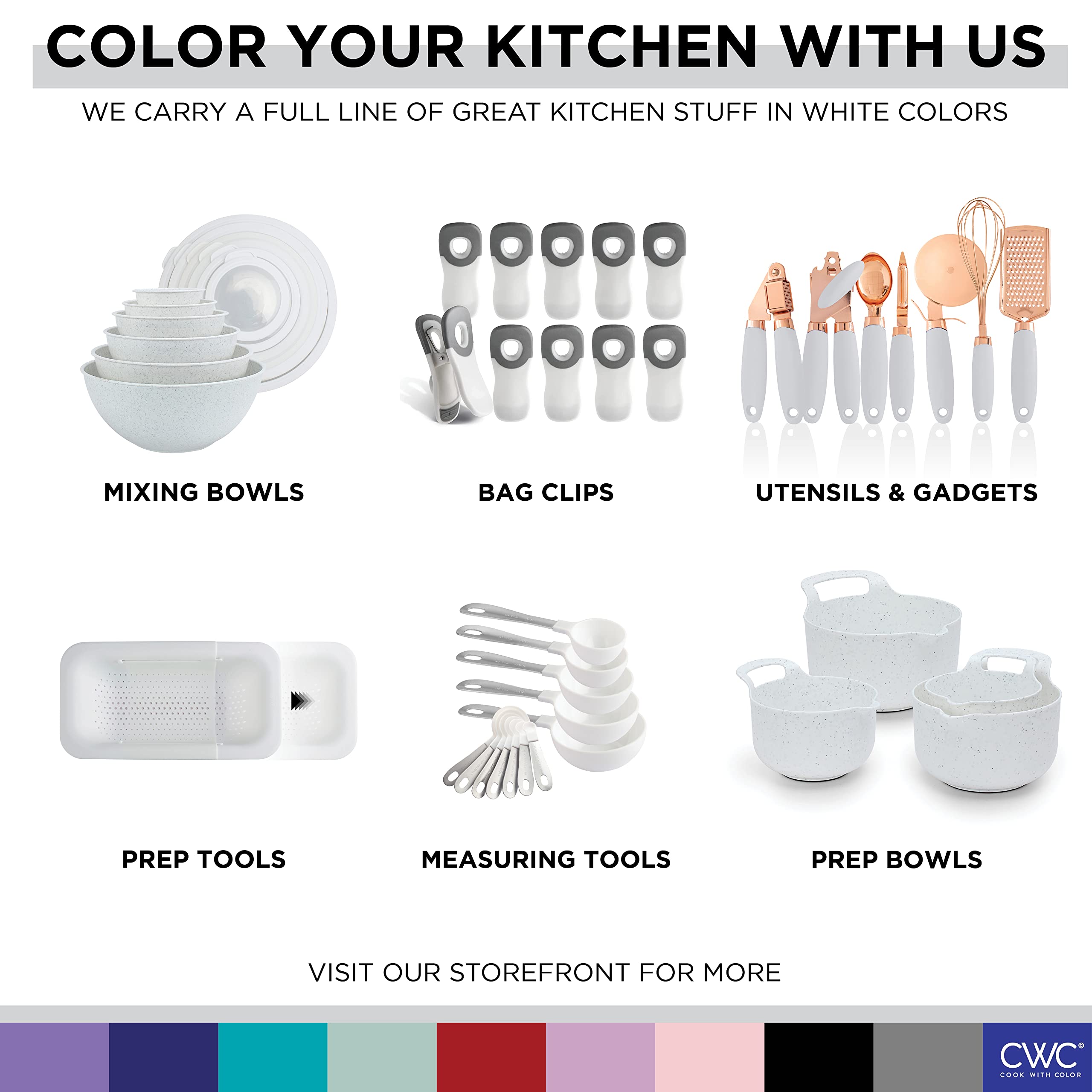 Cook with Color fridge magnet clip; white set keeps clips within reach