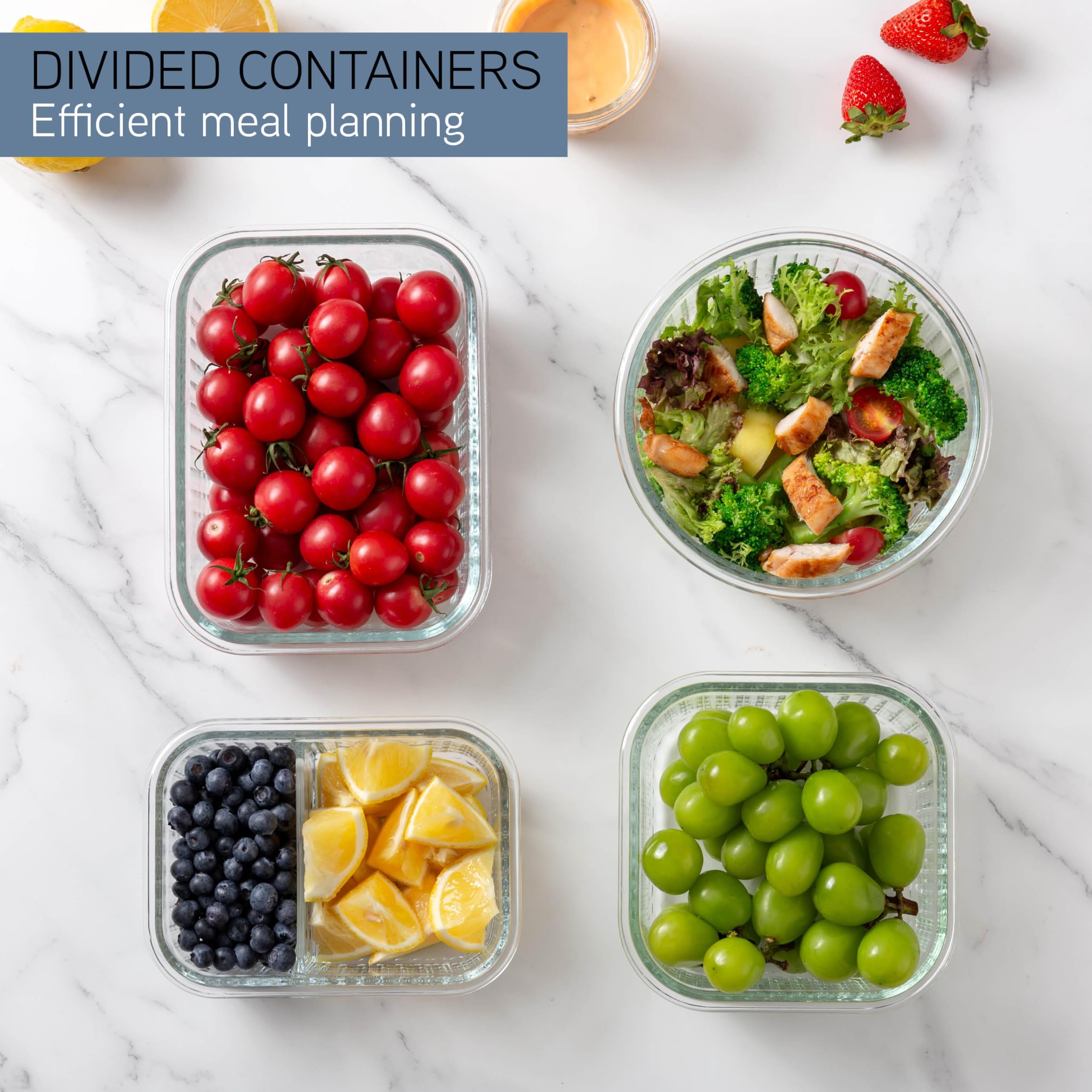 COOK WITH COLOR leakproof lids prevent spills during transport and storage.